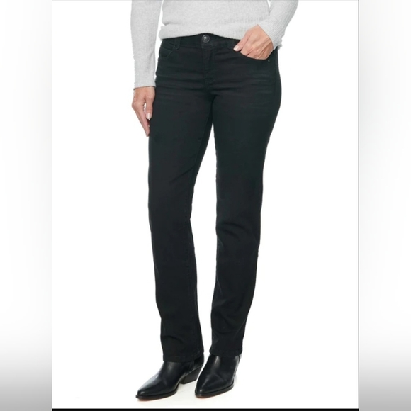 Democracy Ab"solution® Black Denim Straight Leg Jeans Stretchy Curvy - Picture 2 of 8